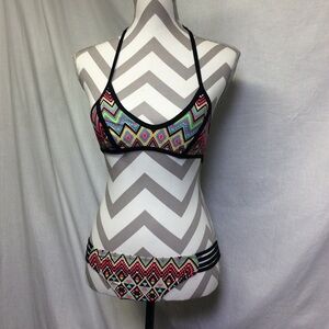 Xhilaration Trial Print Style Bikini Black Teal